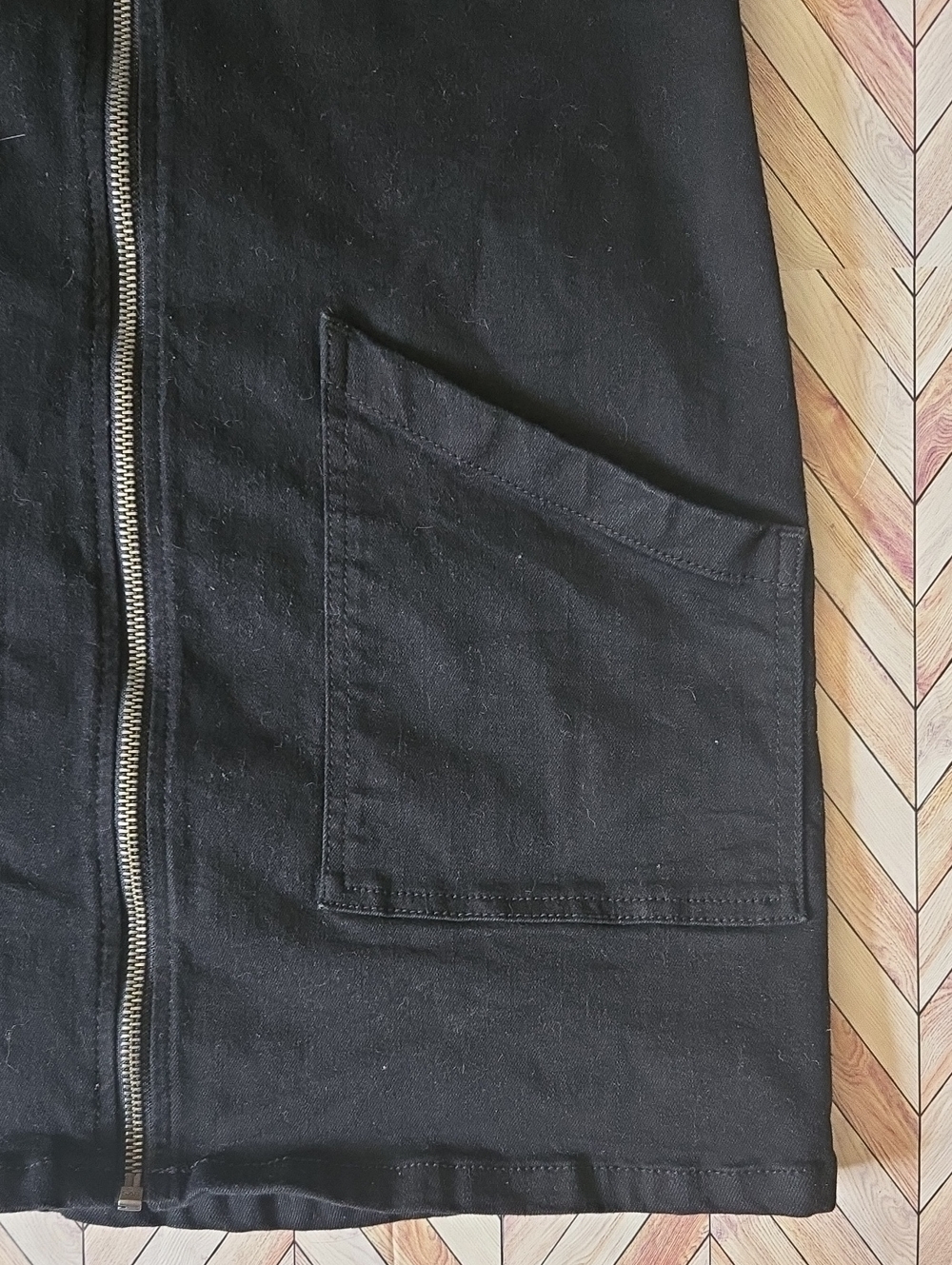 SO Black Denim Zip Front Jumper Dress Pinafore Overall Mini Dress Womens Small - Picture 9 of 13